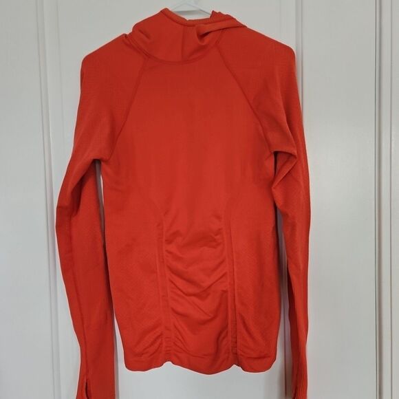 Athleta Women's Hoodie Sz.Sm Pullover Long Sleeve Orange Running Stretch Thumbs - Picture 1 of 7